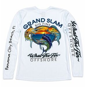 What The Fin Offshore Fishing Shirt Grand Slam Big Fins Graphic Performance Tee